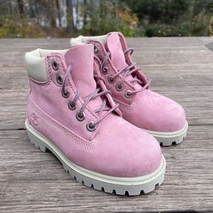 Timberland Waterproof Pink Leather Lace Up ankle Boots   Girl Size 9